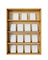 Obraz premium wooden shelves with empty books isolated on white