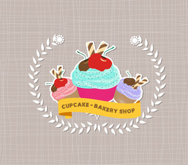 Vintage cupcake poster design