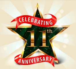 11 year anniversary celebration golden star ribbon