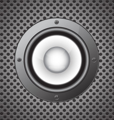 speaker on seamless circle perforated carbon  background vector