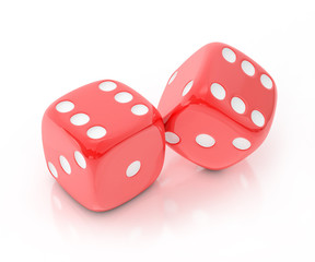 lucky red dice isolated on white background