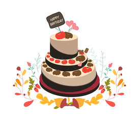 happy birthday cupcake and florals