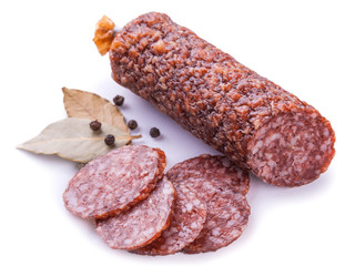 salami isolated on a white background