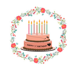 happy birthday cupcake and florals