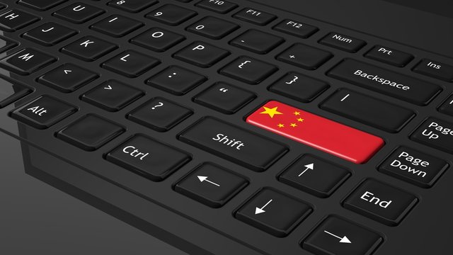 Black Keyboard With Chinese Flag On Enter