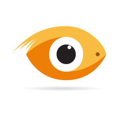 Vector sign head of bird and fish