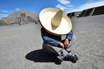 Mexican man having a siesta - obrazy, fototapety, plakaty