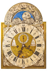Medieval German clock isolated on white