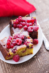 Pastry with raspberry and red currant.