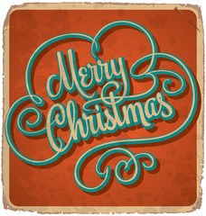 hand-lettered vintage Christmas card (vector)