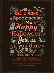 Halloween Party typography Invitation Template for Card Poster