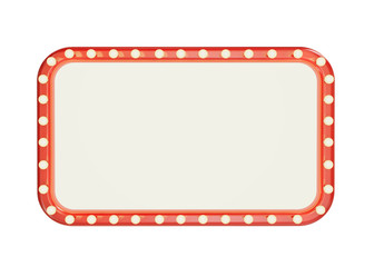 blank marque red frame with light bulbs