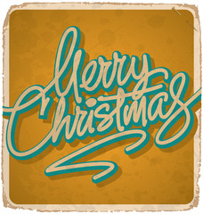 hand-lettered vintage Christmas card (vector)