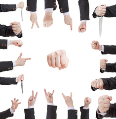 set of aggressive hand gesture