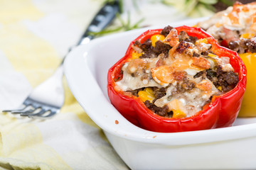 Stuffed Peppers (with Meat, Herbs and Cheese)