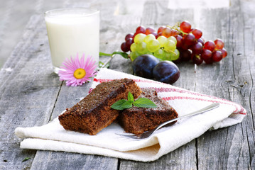 brownie on a wooden table