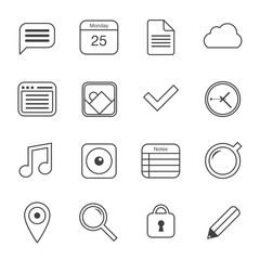 Vector flat icons: business, media, office