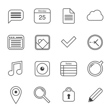 Vector flat icons: business, media, office