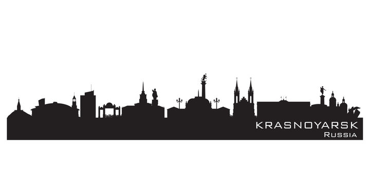 Krasnoyarsk Russia city skyline Detailed silhouette