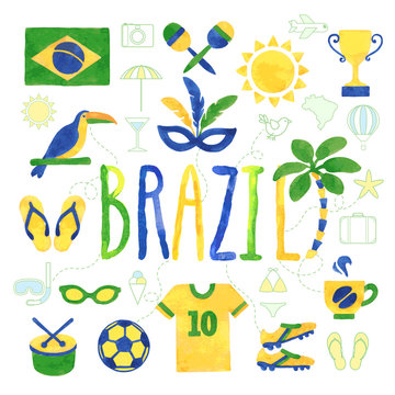 Watercolor Brazil icons