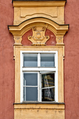 Window with pediment in Prague, Czech Republic