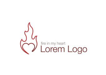 Fire and heart, vector logo