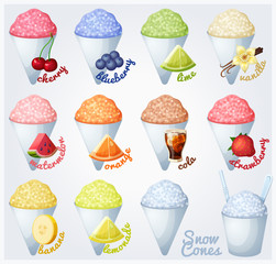 Set of snow cones (shaved ice).