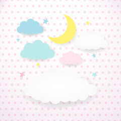 Kids background with moon, clouds and stars