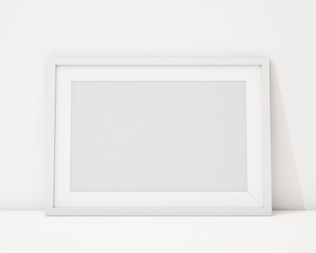blank white horizontal picture frame