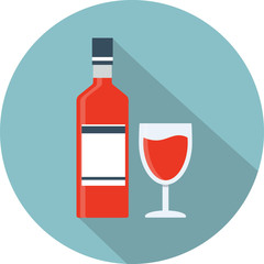 Vector wine bottle and glass icon