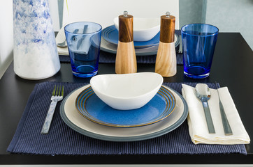 table setting on black table