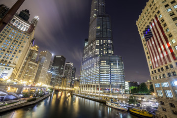 Chicago downtown by night, Illinois