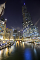 Fototapeta na wymiar Chicago downtown by night, Illinois