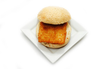 Breaded Fish Sandwich with a Sesame Bun
