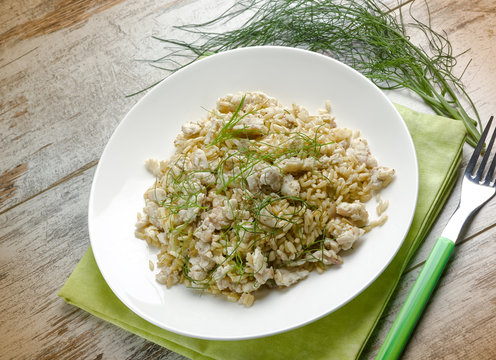 risotto with fish fillet  and sweet fennel