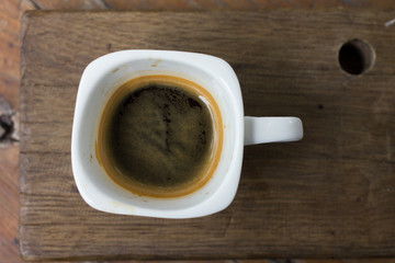 Cup of Espresso on Wooden Table