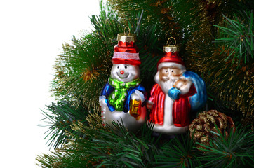 Fototapeta na wymiar Christmas tree with vintage toys
