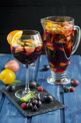 Refreshing sangria with fruits
