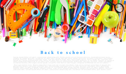 Fototapeta na wymiar School tools and accessories on a white background.