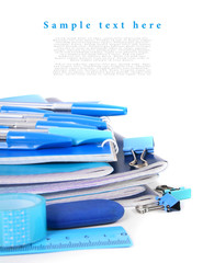 School tools on a white background.