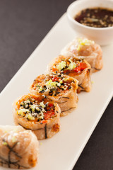 spring rolls with soy sauce