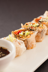 spring rolls with soy sauce
