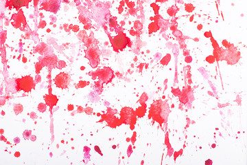 Obraz na płótnie Canvas Abstract watercolor aquarelle hand drawn red drop splatter stain