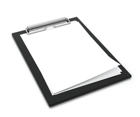 blank black plastic clipboard in perspective