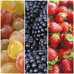 Colorful healthy fruit collage macro