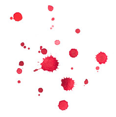 Abstract watercolor aquarelle hand drawn red drop splatter stain