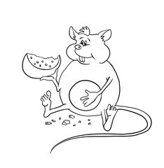 fat mouse with cheese, vector illustration