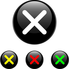 Glossy web button with delete sign.