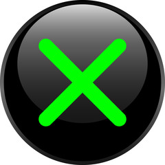 Glossy web button with delete sign.  Vector.