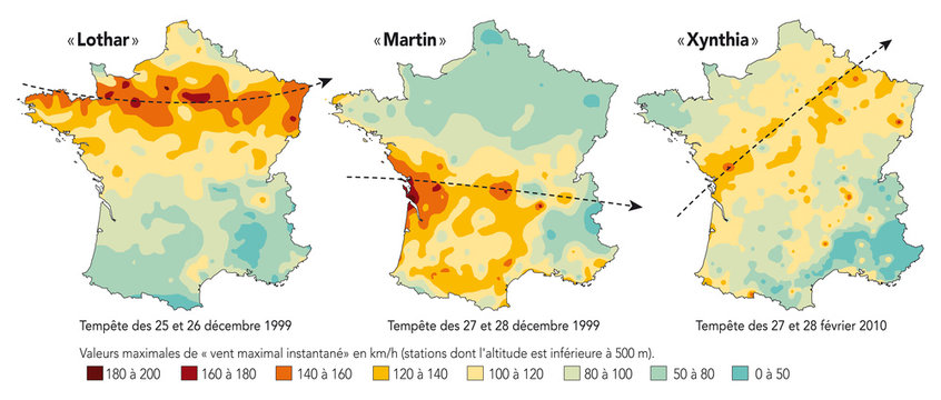 France - Les temp&ecirc;tes r&eacute;centes